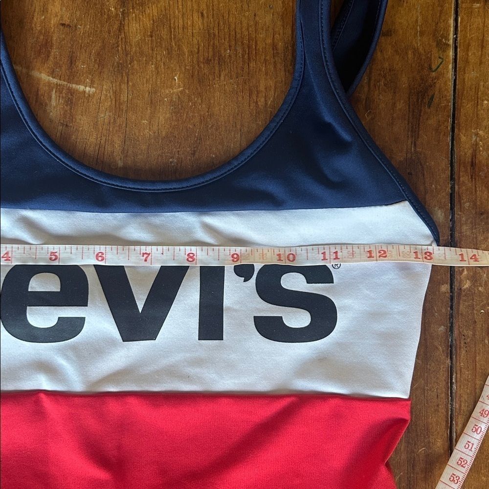 Small Levi’s Colorblock Logo Bodysuit Red White Blue Stretch One-Piece - Picture 4 of 9